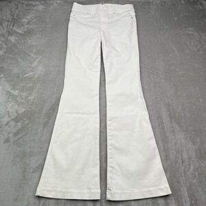 Spanx Pull On Jeans Womens Small White Bootcut Flare Shaping Stretch Office